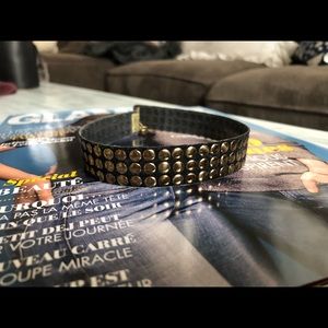 Leather studded choker
